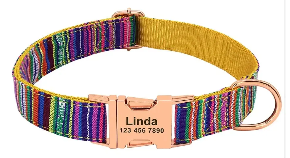 Personalized Dog Collar w/ Patterns - Engrave Your Pet's ID