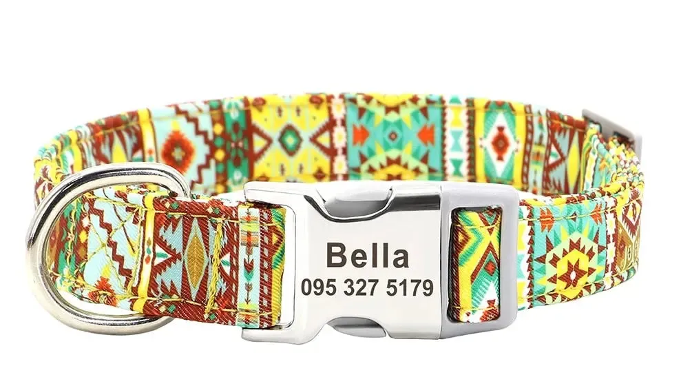Personalized Dog Collar w/ Patterns - Engrave Your Pet's ID