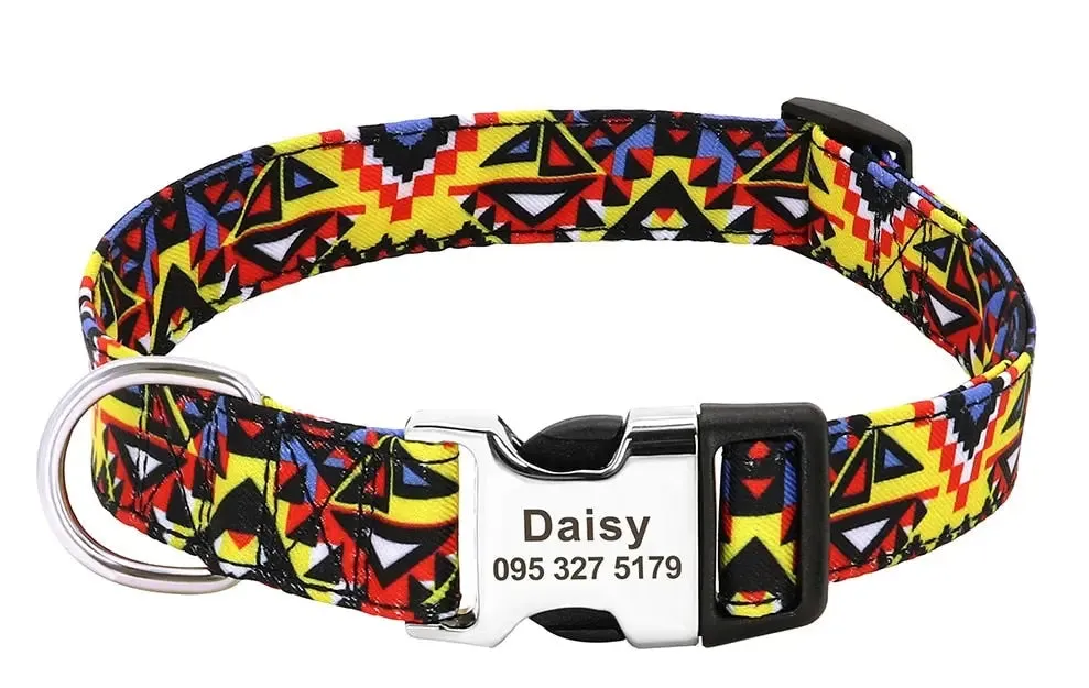 Personalized Dog Collar w/ Patterns - Engrave Your Pet's ID
