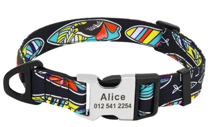 Personalized Dog Collar w/ Patterns - Engrave Your Pet's ID