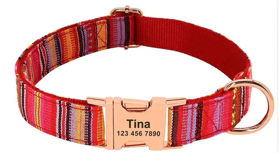 Personalized Dog Collar w/ Patterns - Engrave Your Pet's ID