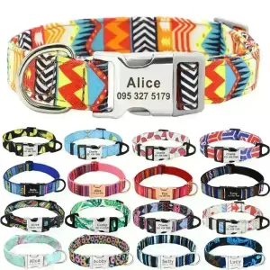 Personalized Dog Collar w/ Patterns - Engrave Your Pet's ID