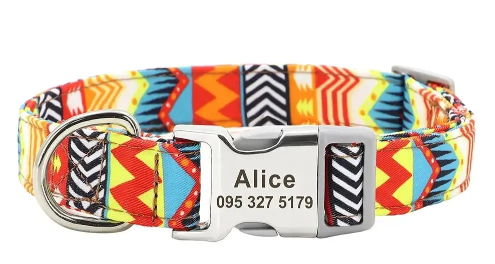 Personalized Dog Collar w/ Patterns - Engrave Your Pet's ID