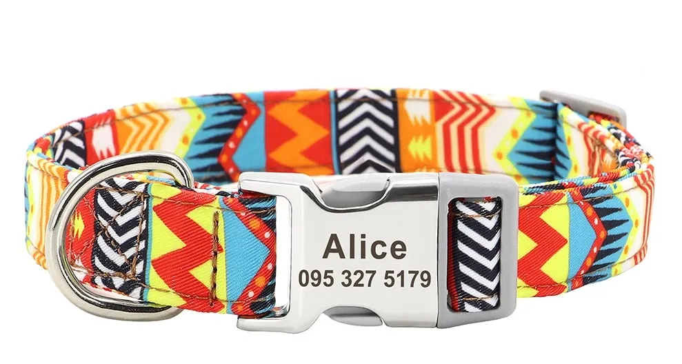 Personalized Dog Collar w/ Patterns - Engrave Your Pet's ID