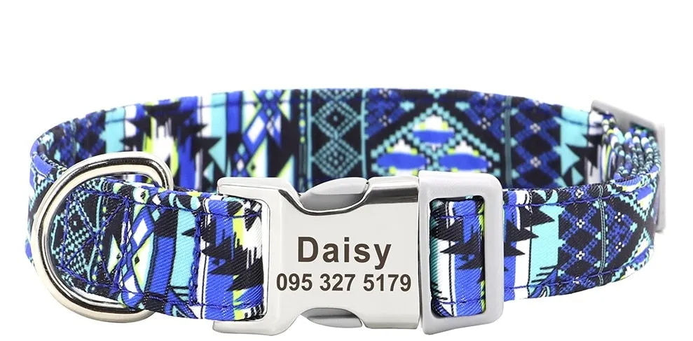 Personalized Dog Collar w/ Patterns - Engrave Your Pet's ID