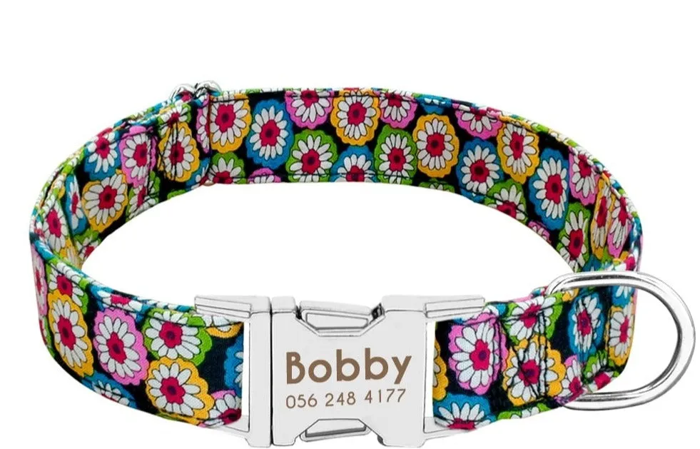 Personalized Dog Collar w/ Patterns - Engrave Your Pet's ID