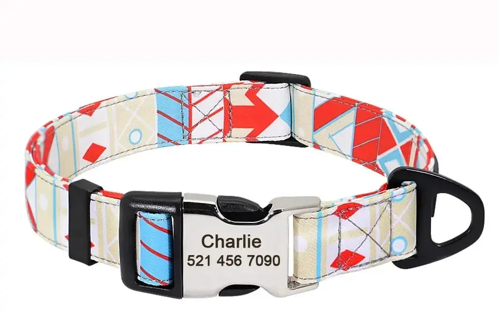 Personalized Dog Collar w/ Patterns - Engrave Your Pet's ID