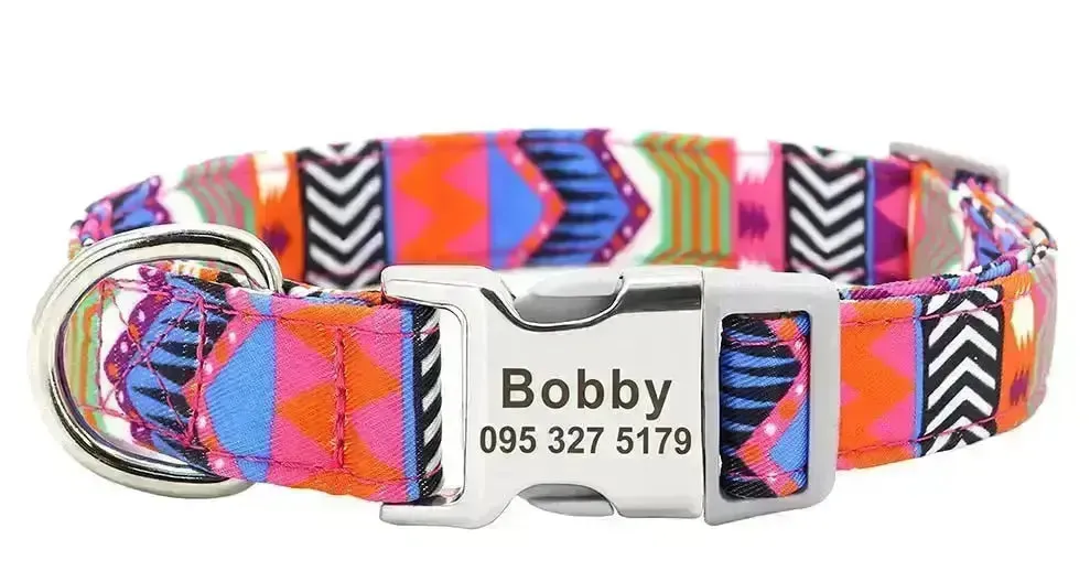 Personalized Dog Collar w/ Patterns - Engrave Your Pet's ID