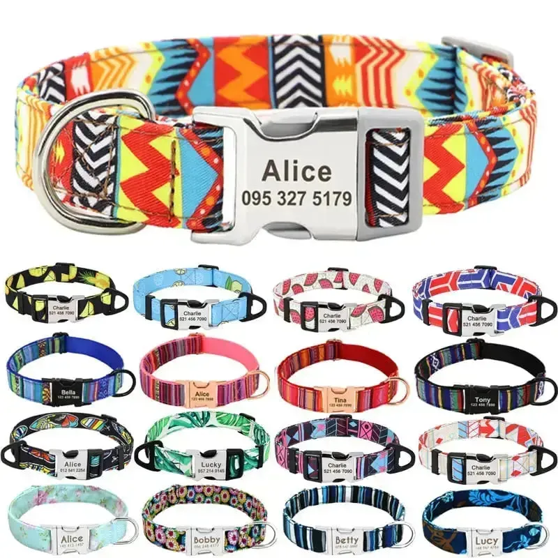 Personalized Dog Collar w/ Patterns - Engrave Your Pet's ID