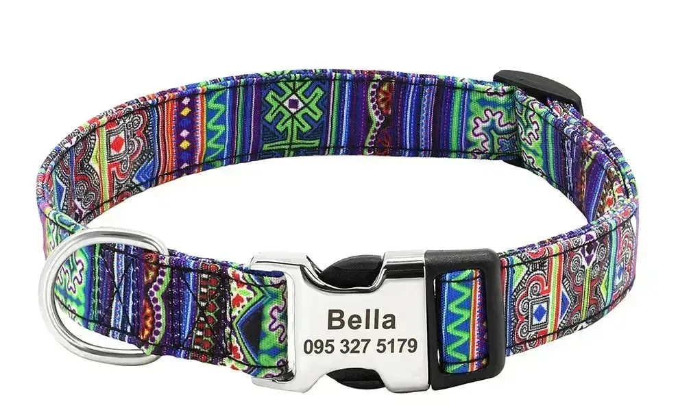 Personalized Dog Collar w/ Patterns - Engrave Your Pet's ID