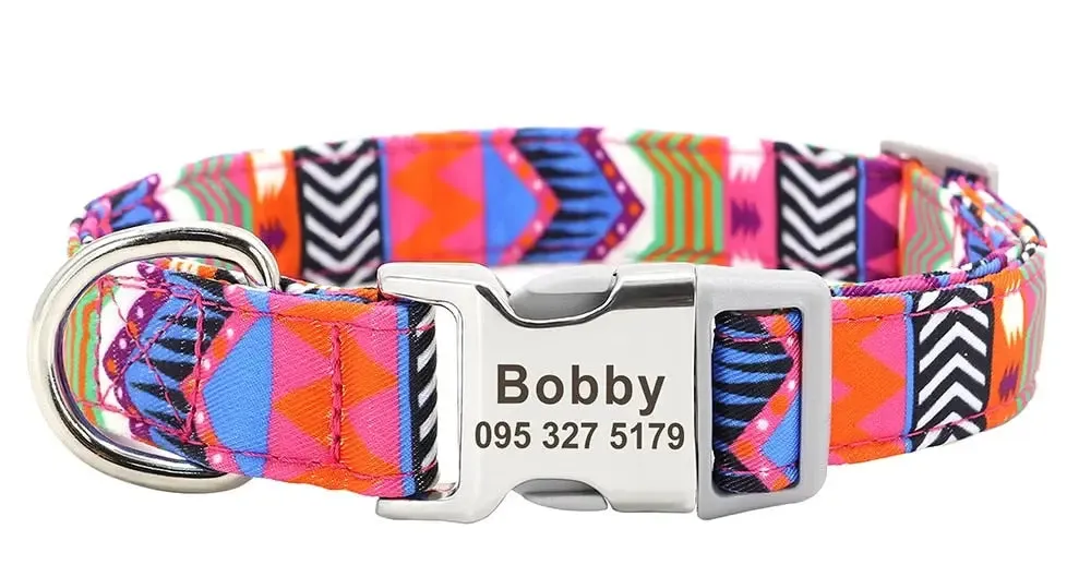 Personalized Dog Collar w/ Patterns - Engrave Your Pet's ID