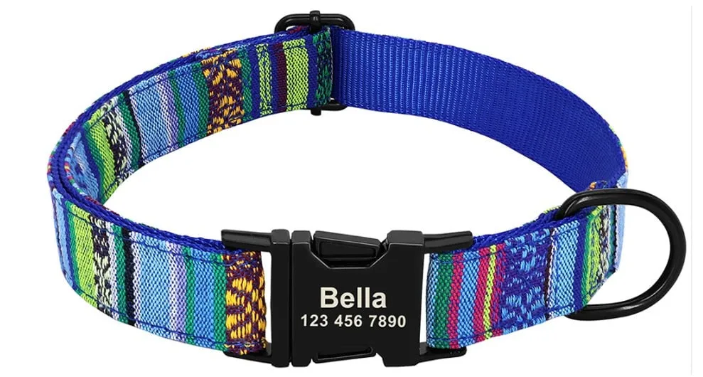 Personalized Dog Collar w/ Patterns - Engrave Your Pet's ID
