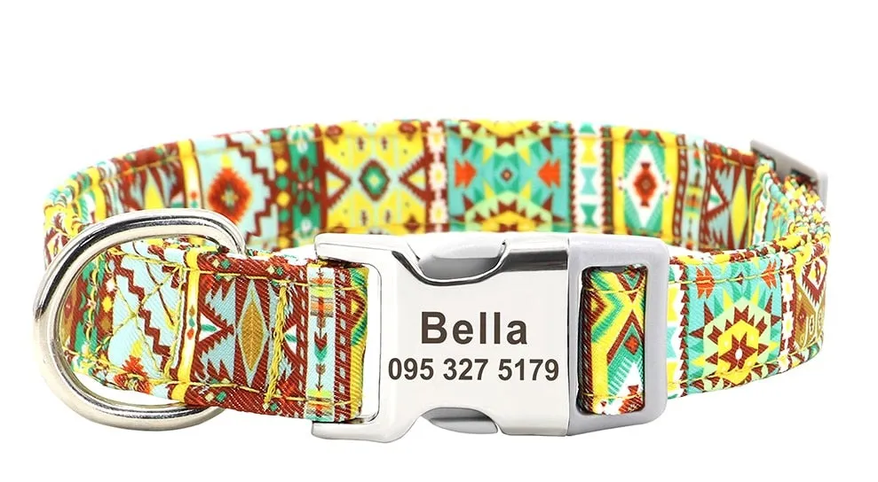 Personalized Dog Collar w/ Patterns - Engrave Your Pet's ID