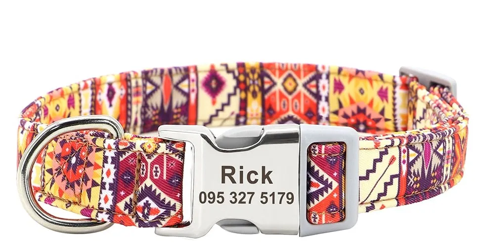 Personalized Dog Collar w/ Patterns - Engrave Your Pet's ID