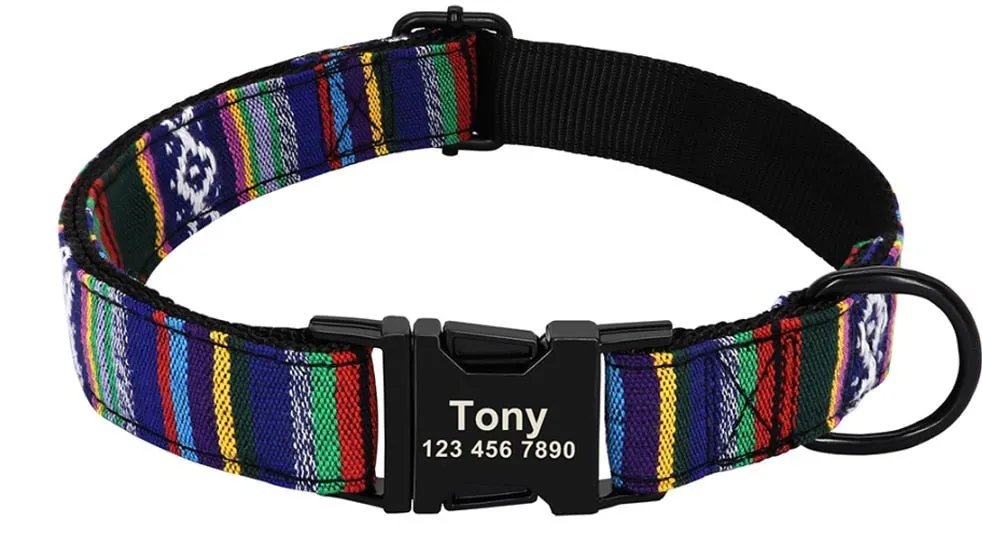 Personalized Dog Collar w/ Patterns - Engrave Your Pet's ID