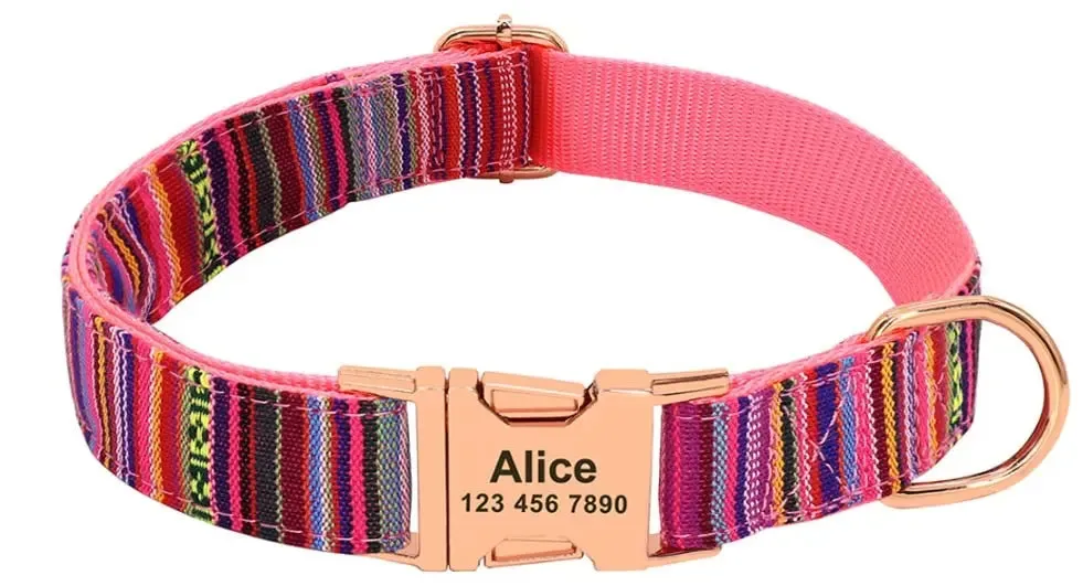 Personalized Dog Collar w/ Patterns - Engrave Your Pet's ID