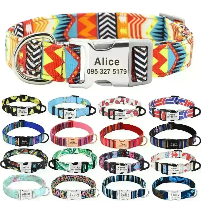 Personalized Dog Collar w/ Patterns - Engrave Your Pet's ID