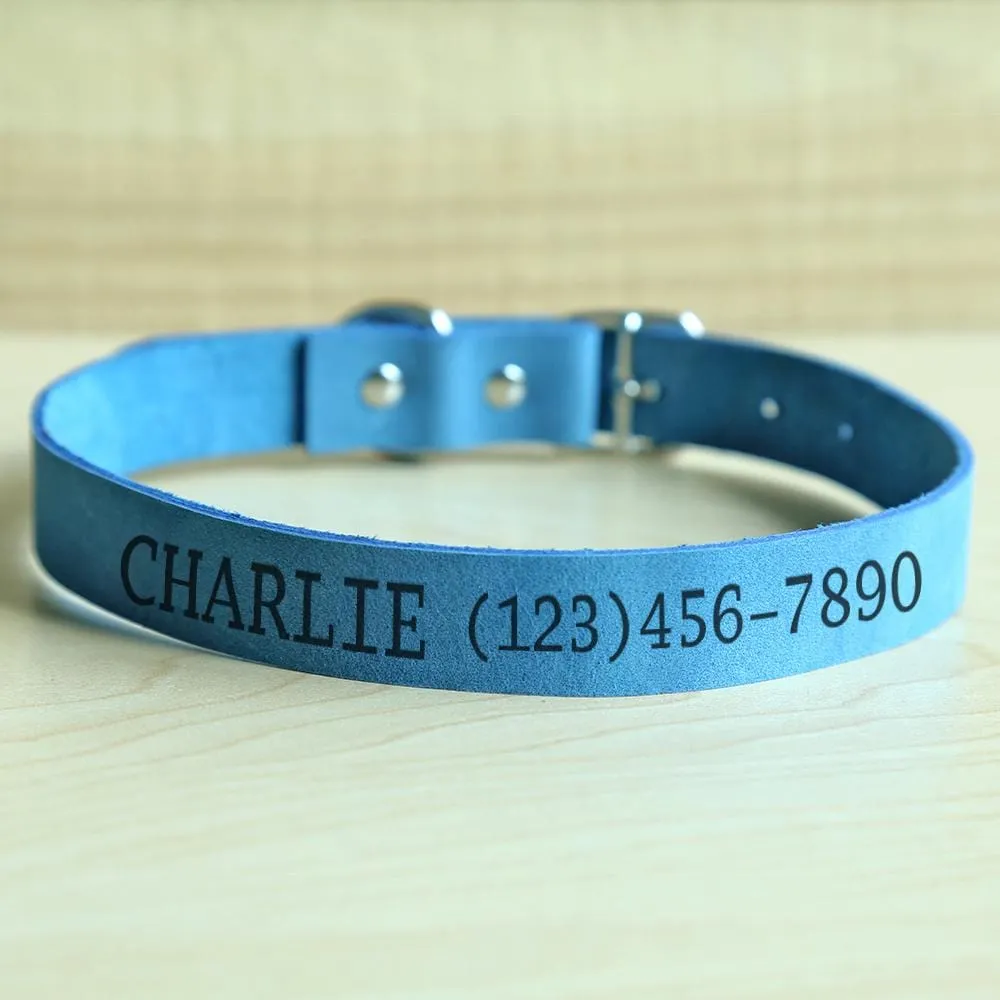 Personalized Genuine Leather Pet ID Collar