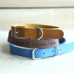 Personalized Genuine Leather Pet ID Collar