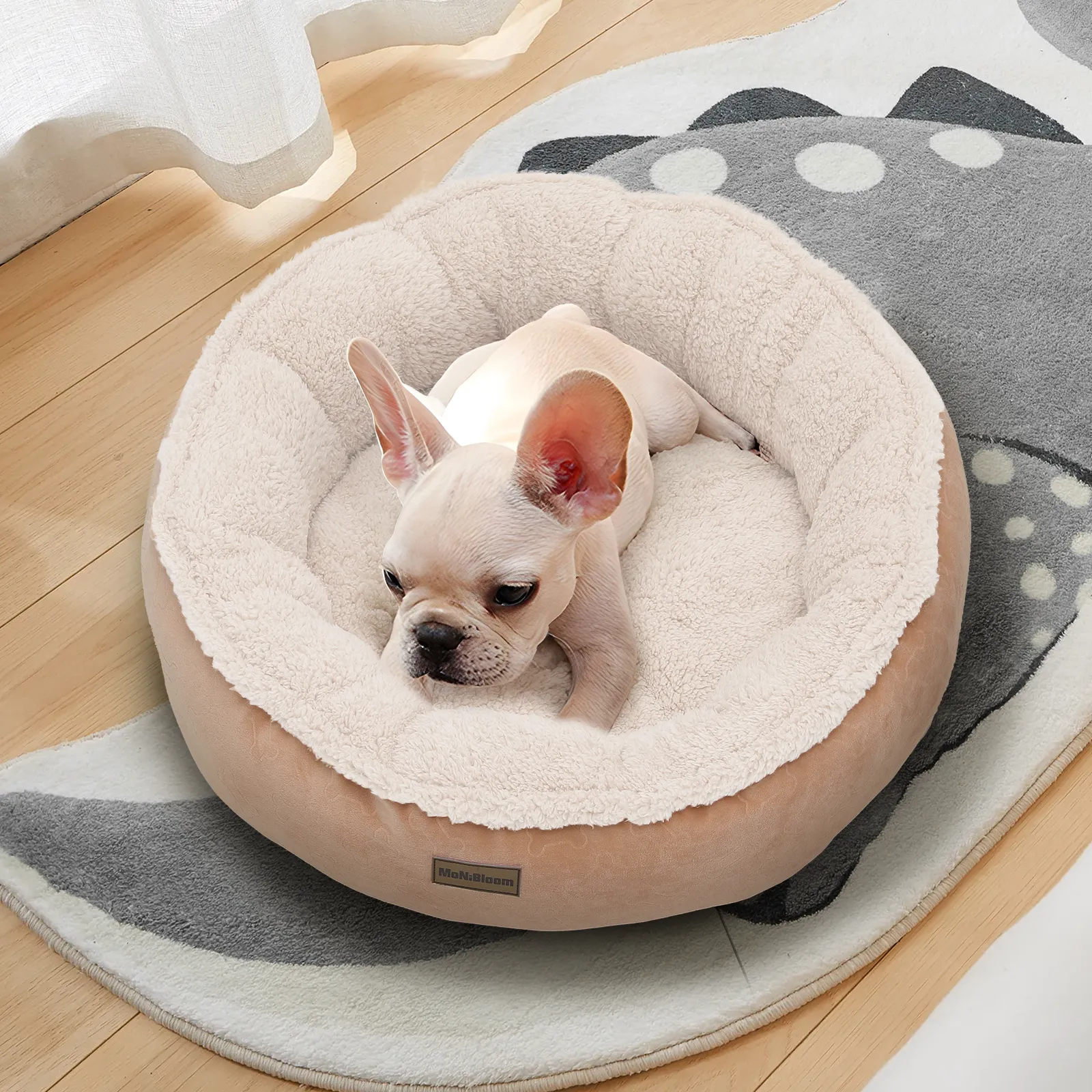 Pet Bed - Round - 23.5'' Diameter - Short Plush - Machine Washable