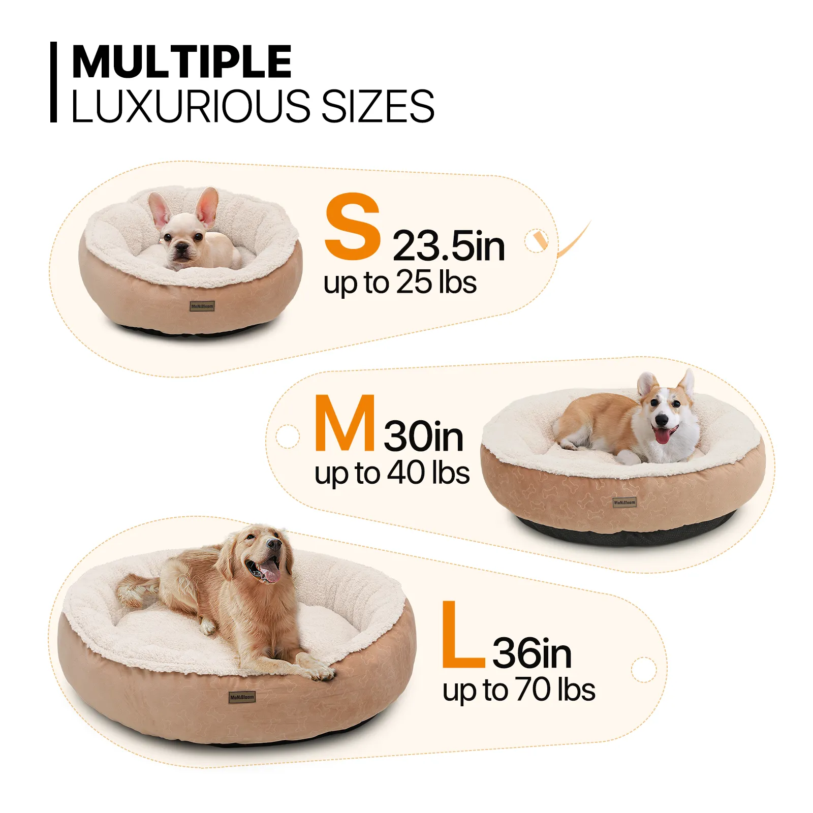 Pet Bed - Round - 23.5'' Diameter - Short Plush - Machine Washable