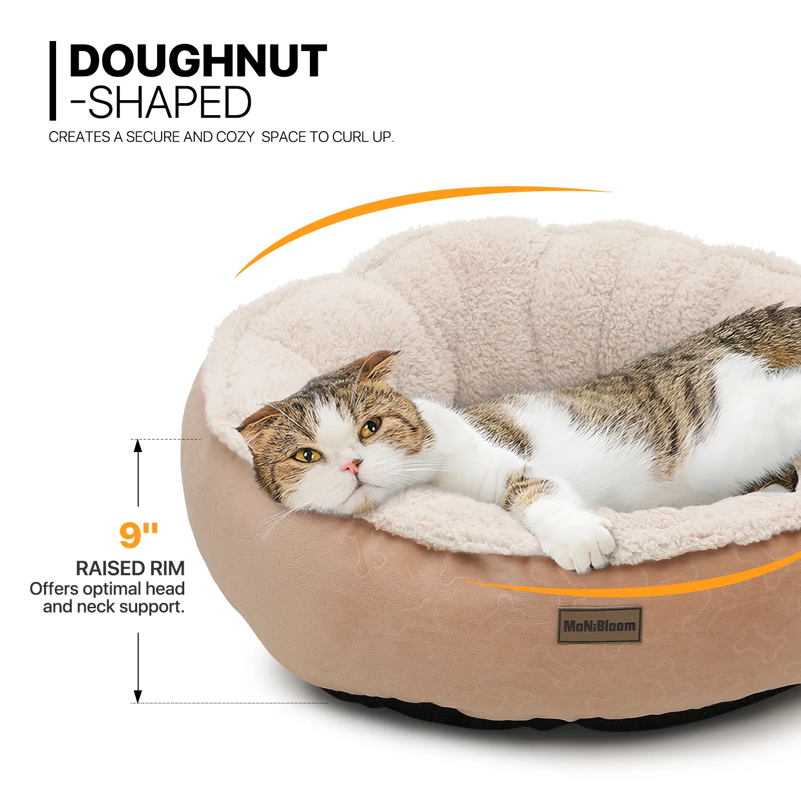 Pet Bed - Round - 23.5'' Diameter - Short Plush - Machine Washable