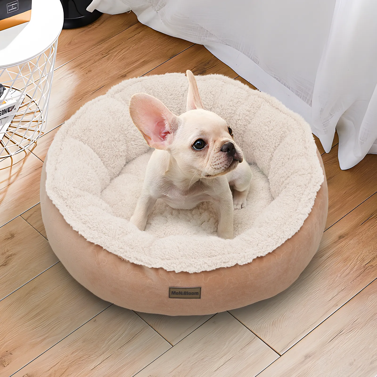 Pet Bed - Round - 23.5'' Diameter - Short Plush - Machine Washable