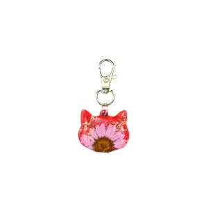 Pet ID Tags: Cat Head Tag with Pink Flower