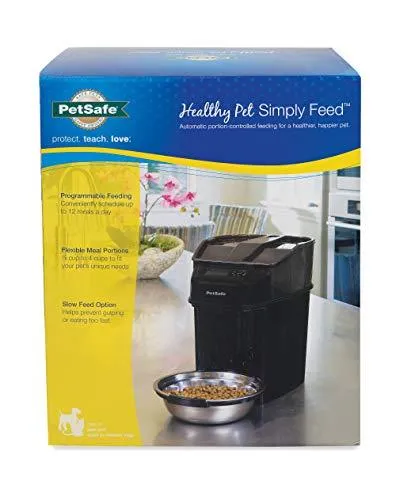 PetSafe Healthy Pet Simply Feed Automatic Pet Feeder, Dispenses Dog Food or Cat Food, Digital Clock