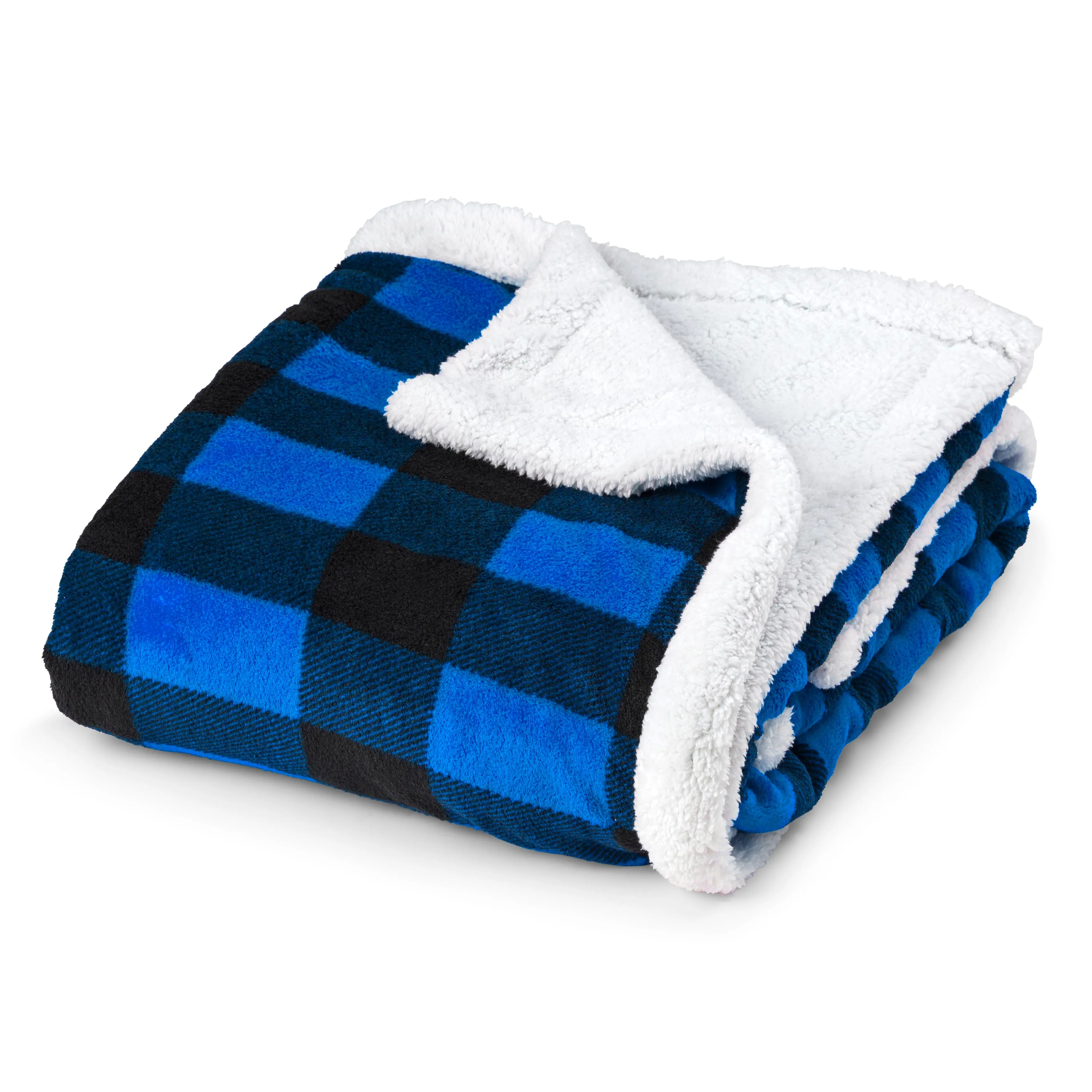 Plaid Plush Sherpa Fleece Blanket Throw