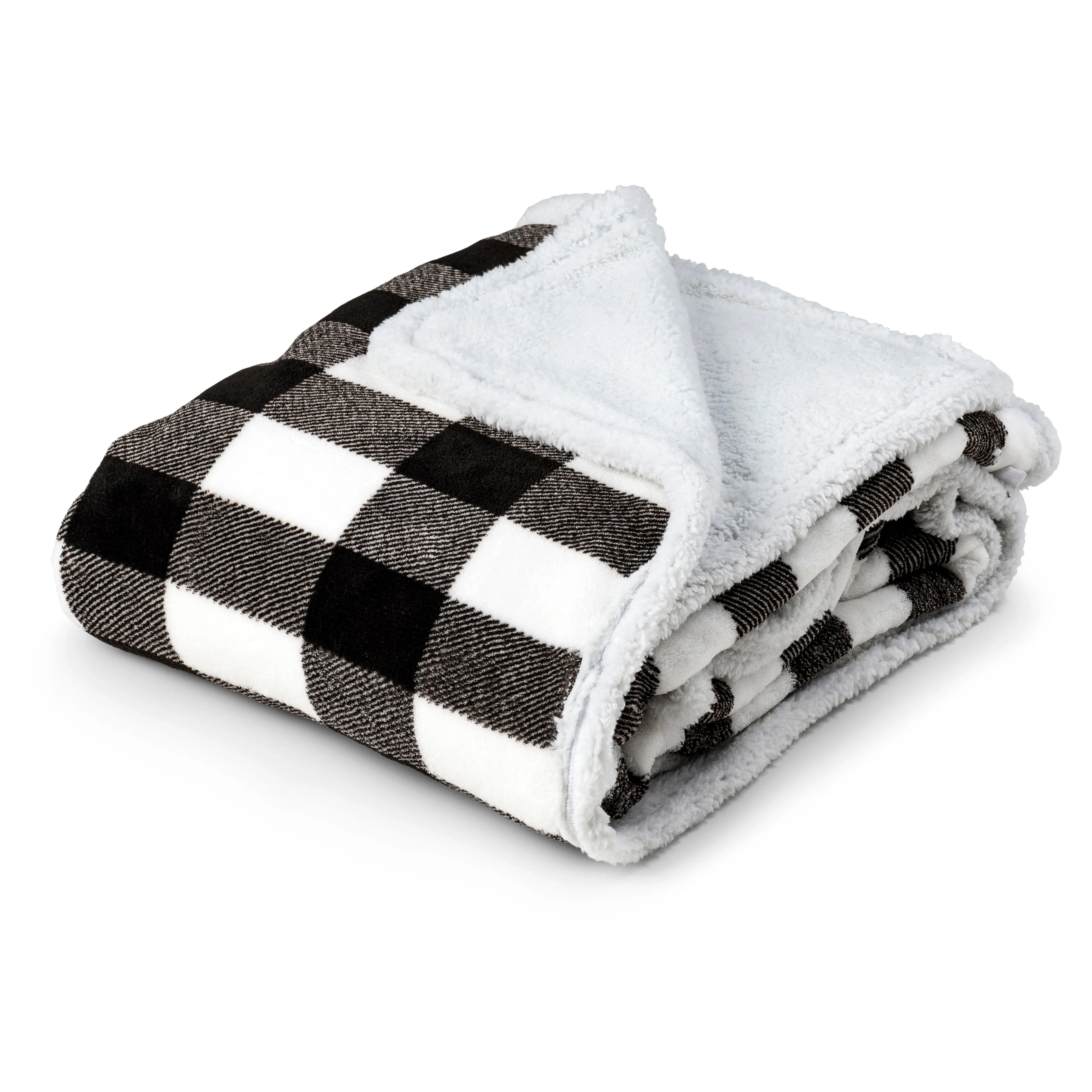 Plaid Plush Sherpa Fleece Blanket Throw