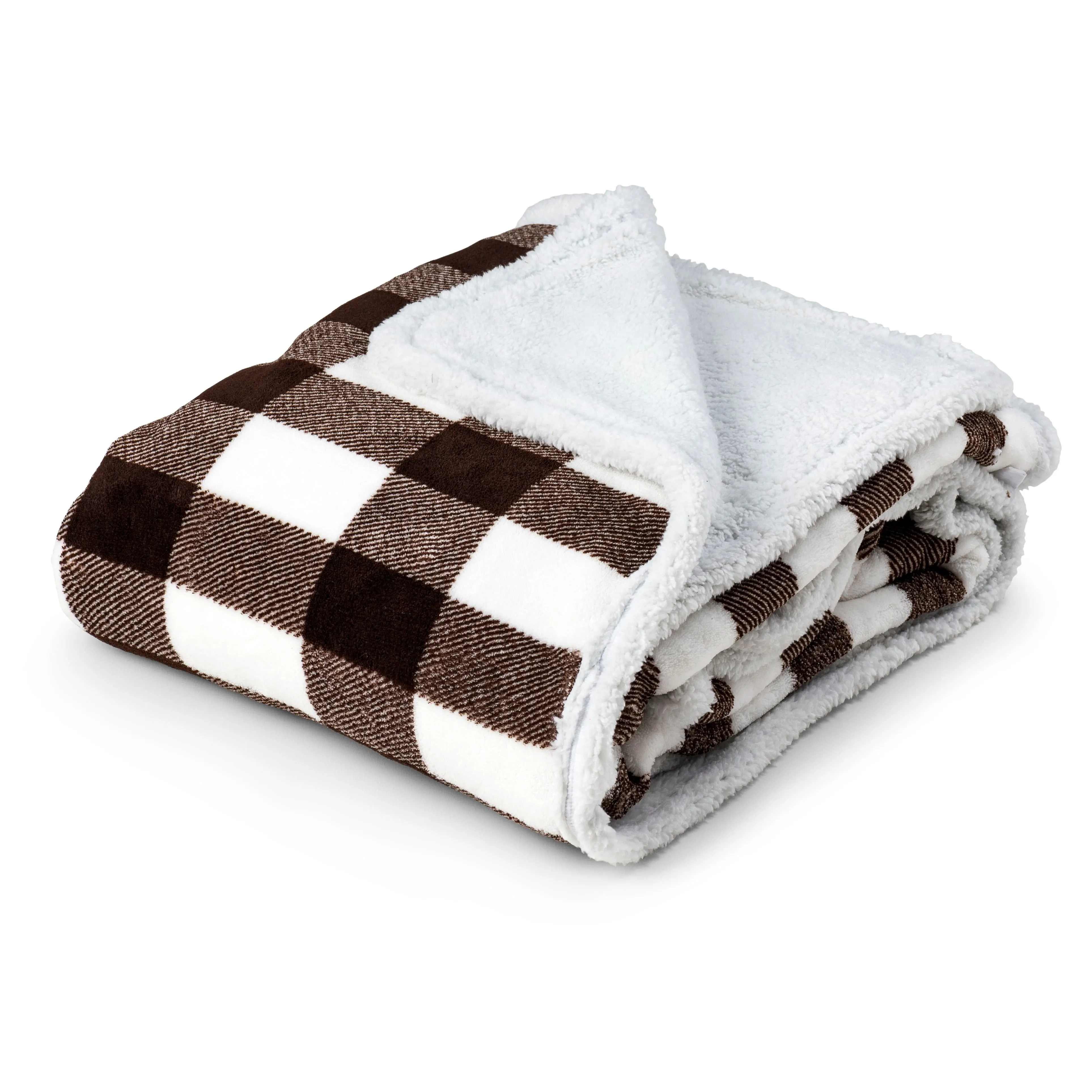 Plaid Plush Sherpa Fleece Blanket Throw