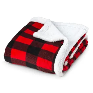 Plaid Plush Sherpa Fleece Blanket Throw