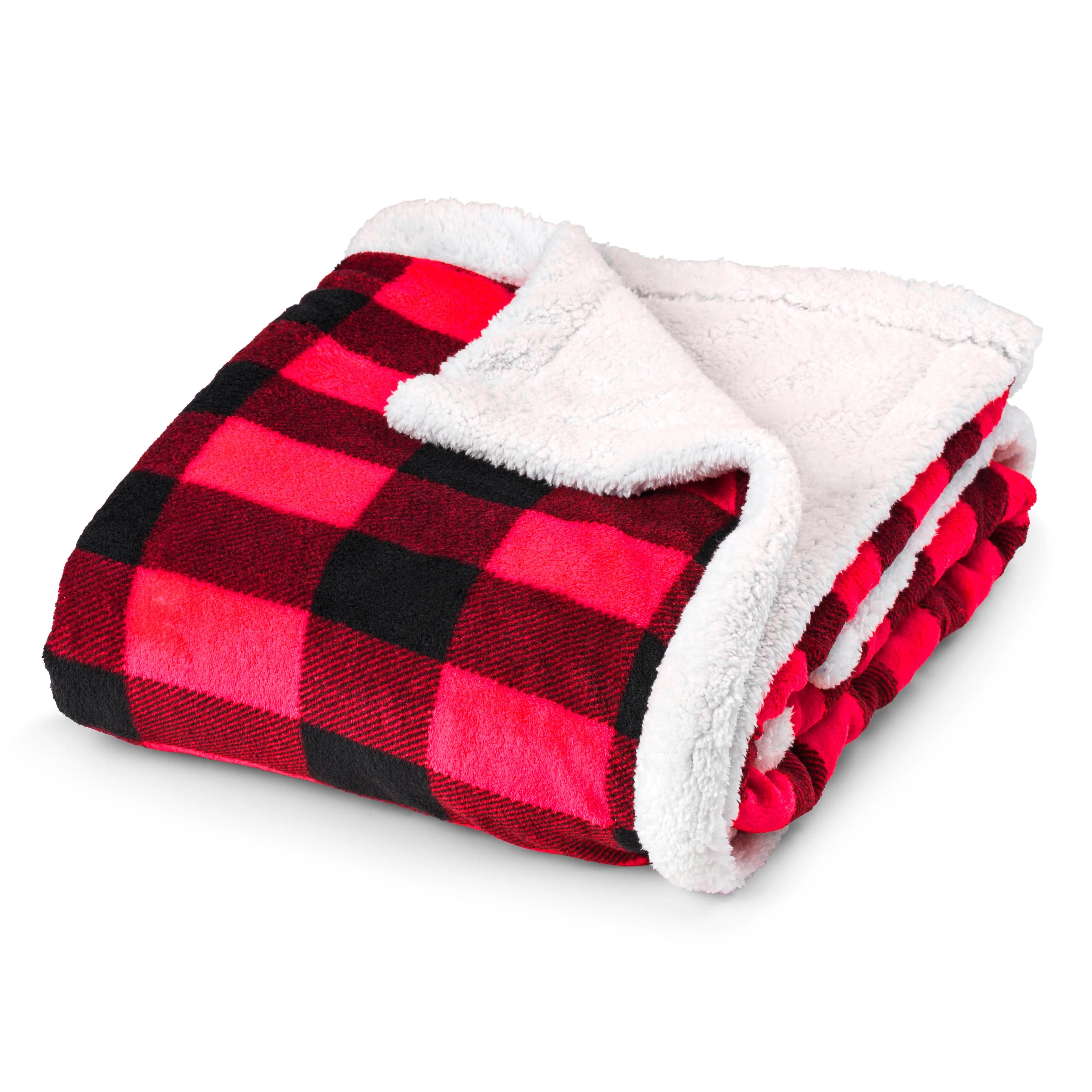 Plaid Plush Sherpa Fleece Blanket Throw