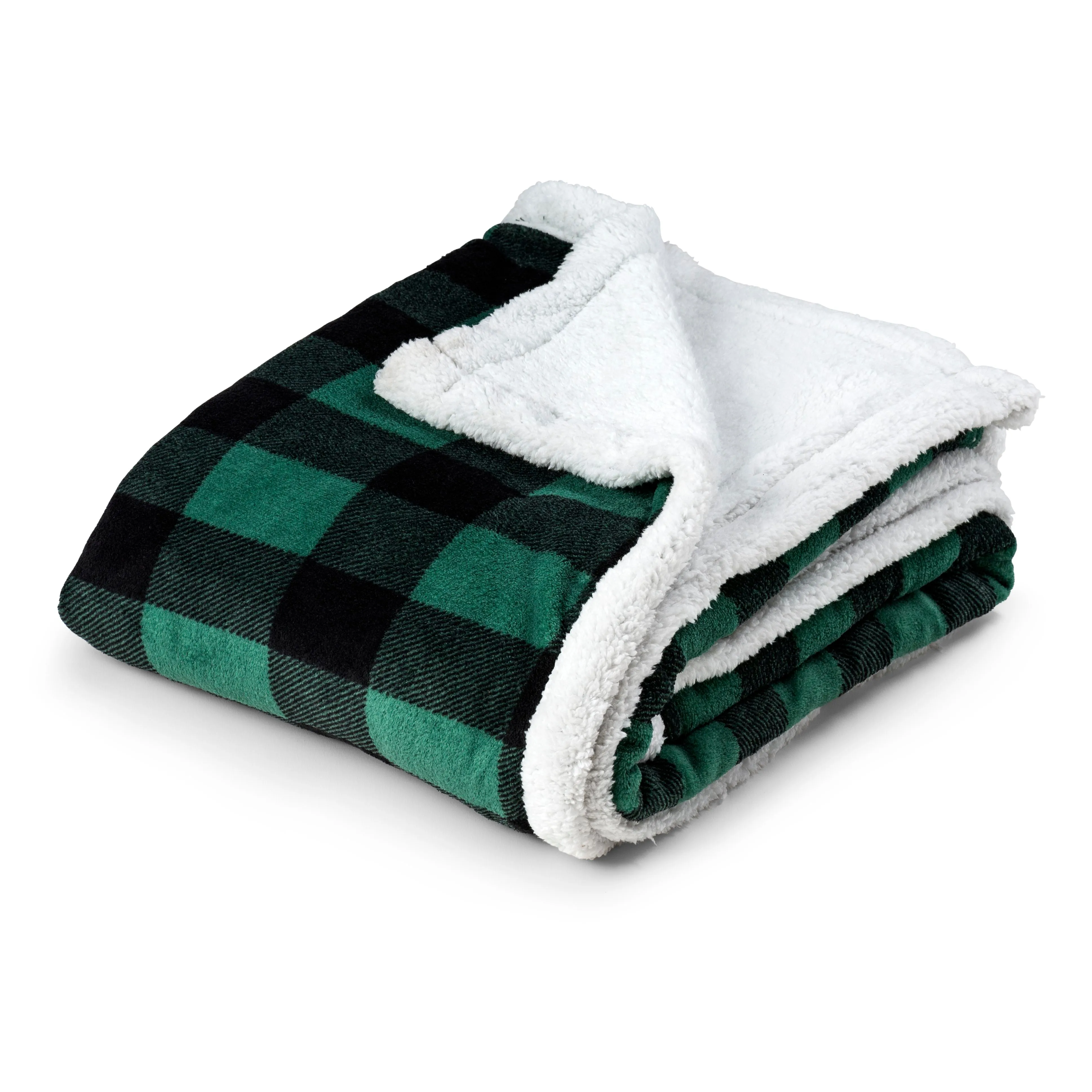 Plaid Plush Sherpa Fleece Blanket Throw