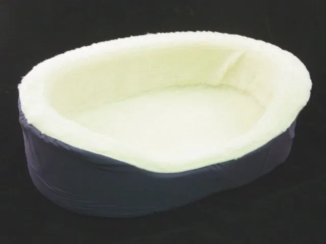 Plush Sherpa Lined Pet Bed with Removable Cushion, Size Med - Dark Navy
