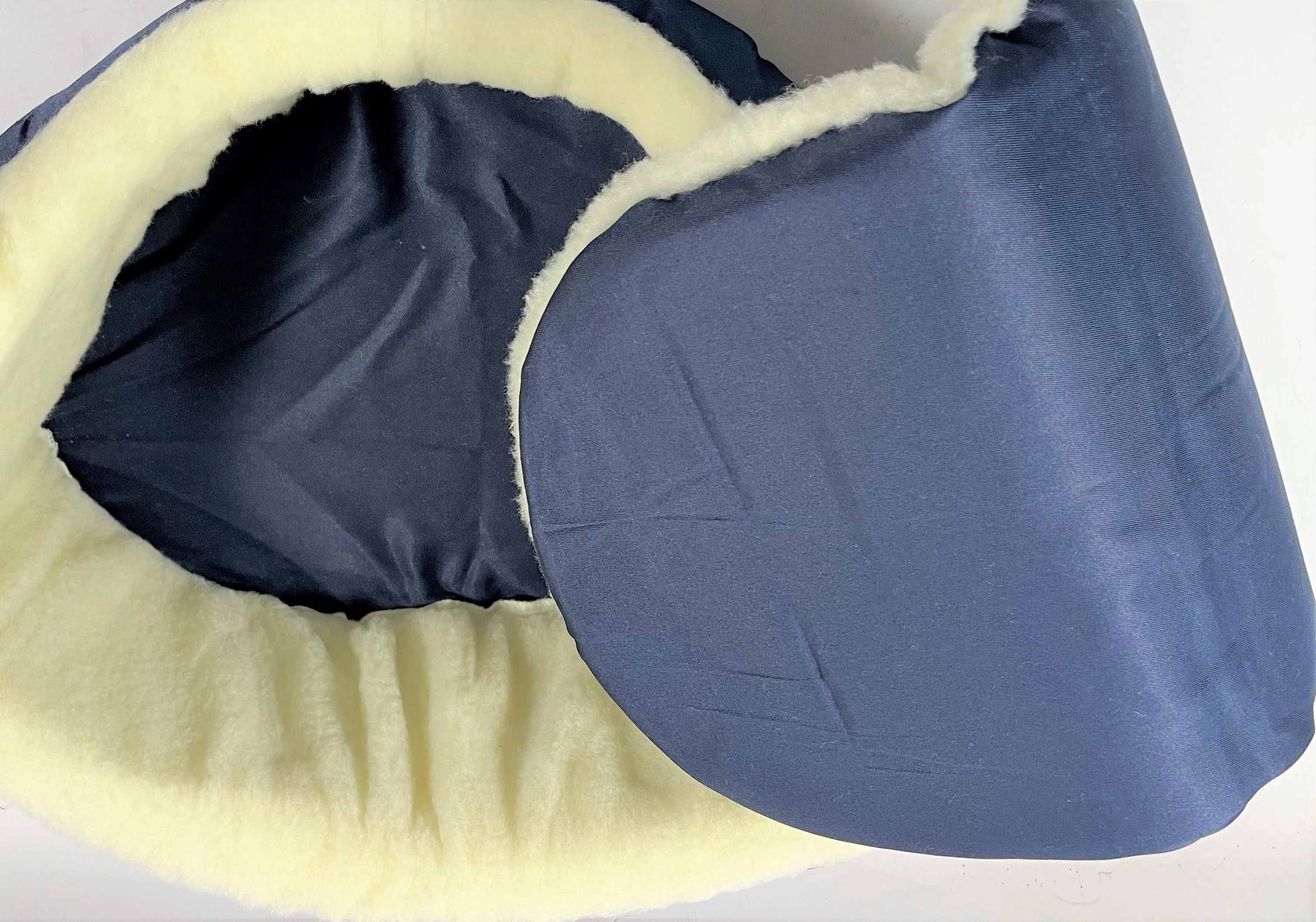 Plush Sherpa Lined Pet Bed with Removable Cushion, Size Med - Dark Navy