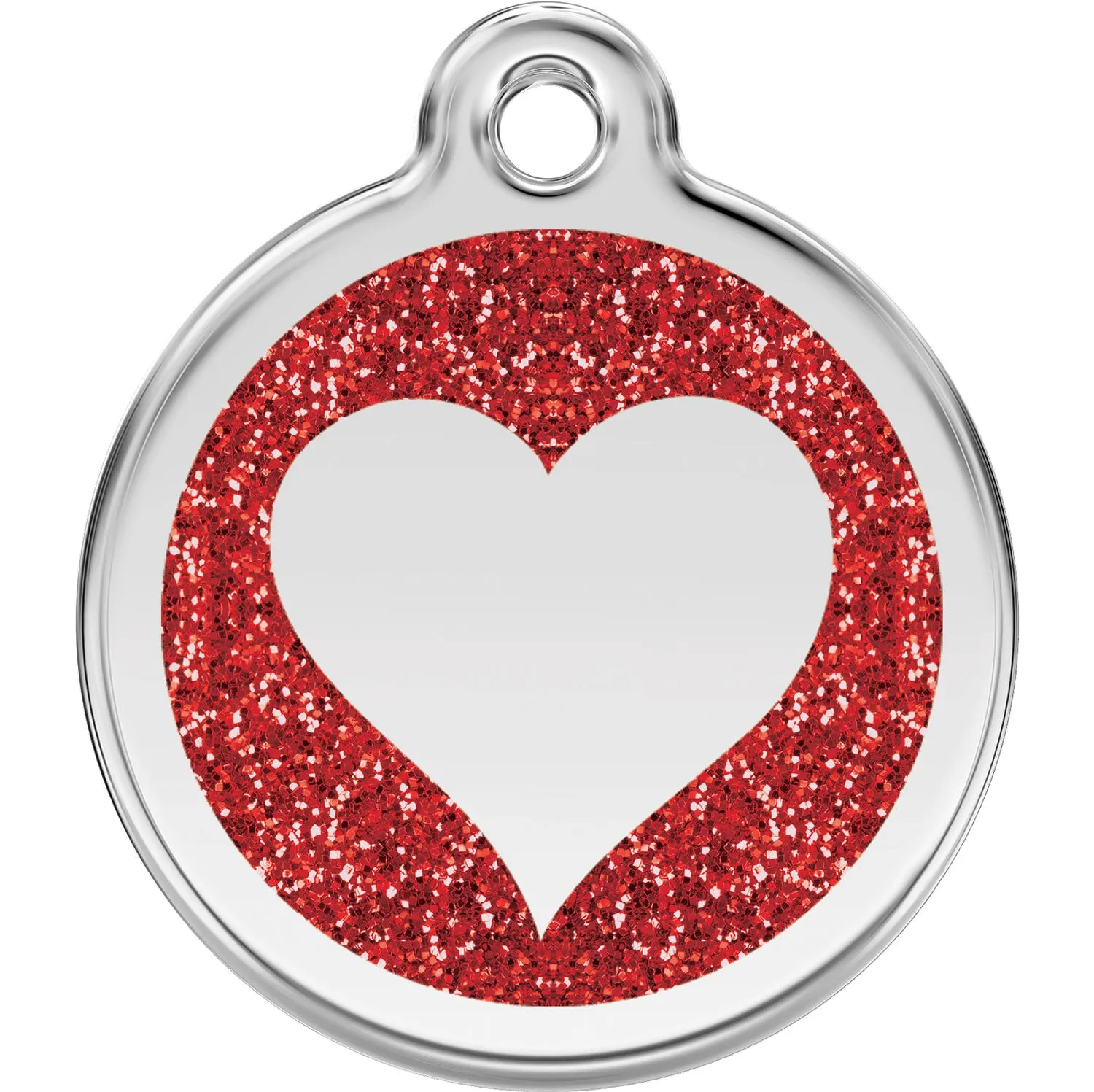 Red Dingo Glitter Heart Pet ID Dog Tags