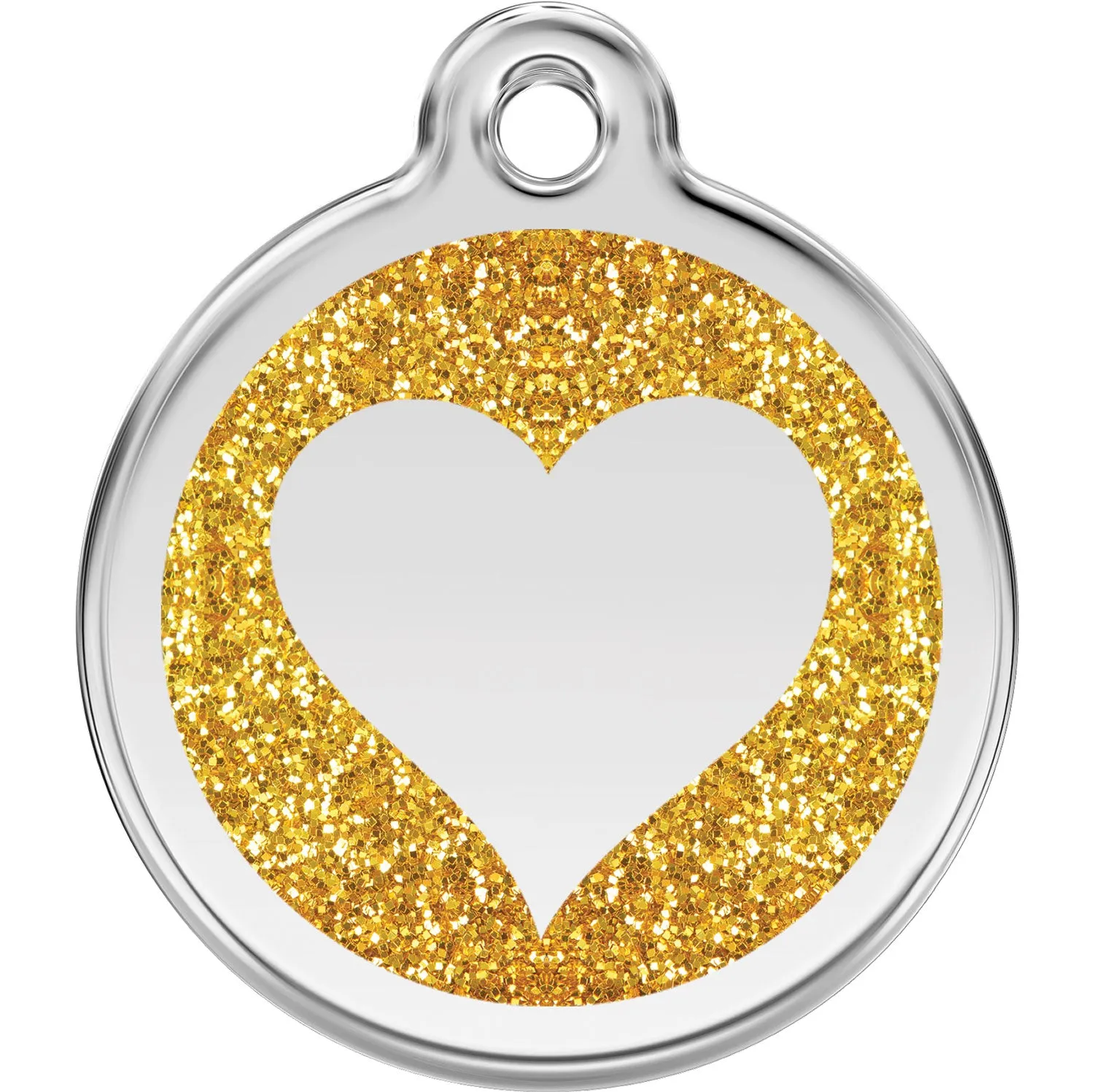 Red Dingo Glitter Heart Pet ID Dog Tags