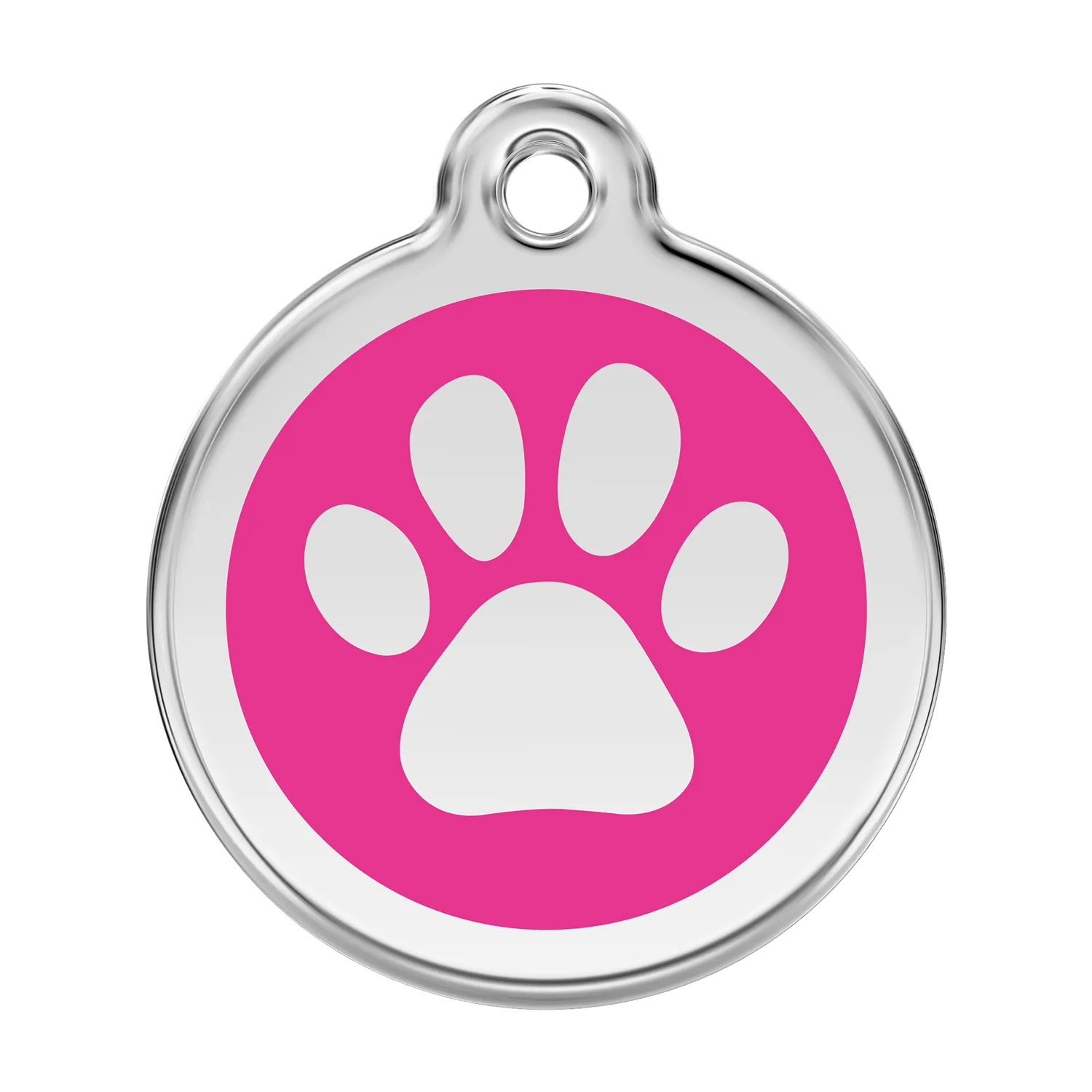 Red Dingo Personalized Paw Print Pet ID Dog Tag (Large Hot Pink)