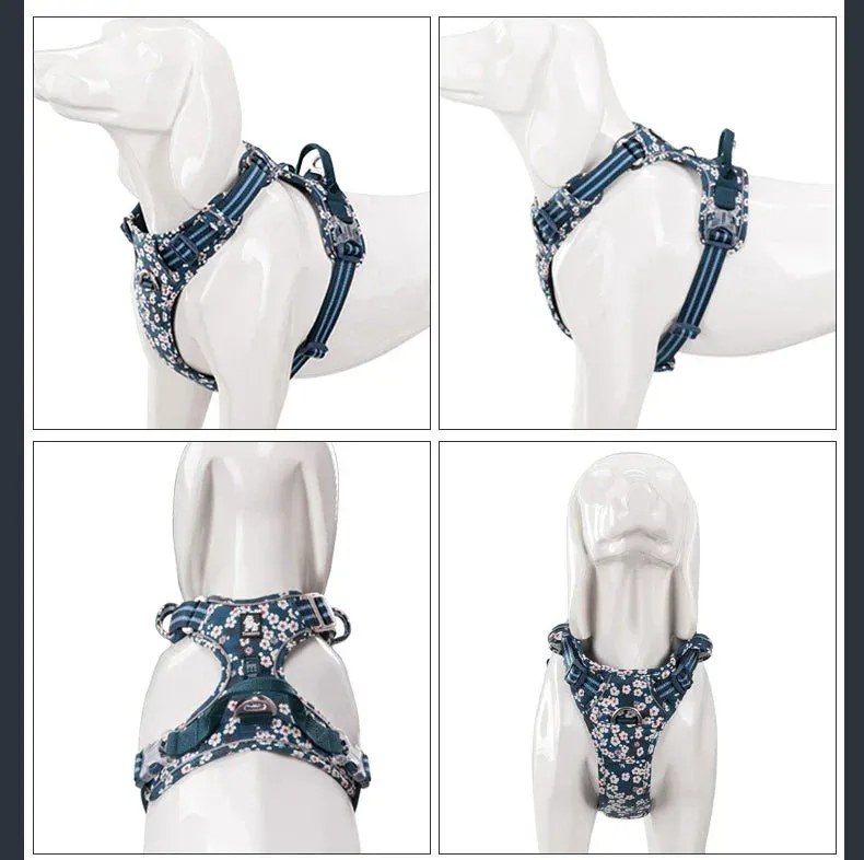 Truelove No-Pull Floral Pet Harness for Cats and Dogs - Breathable, Reflective, and Soft