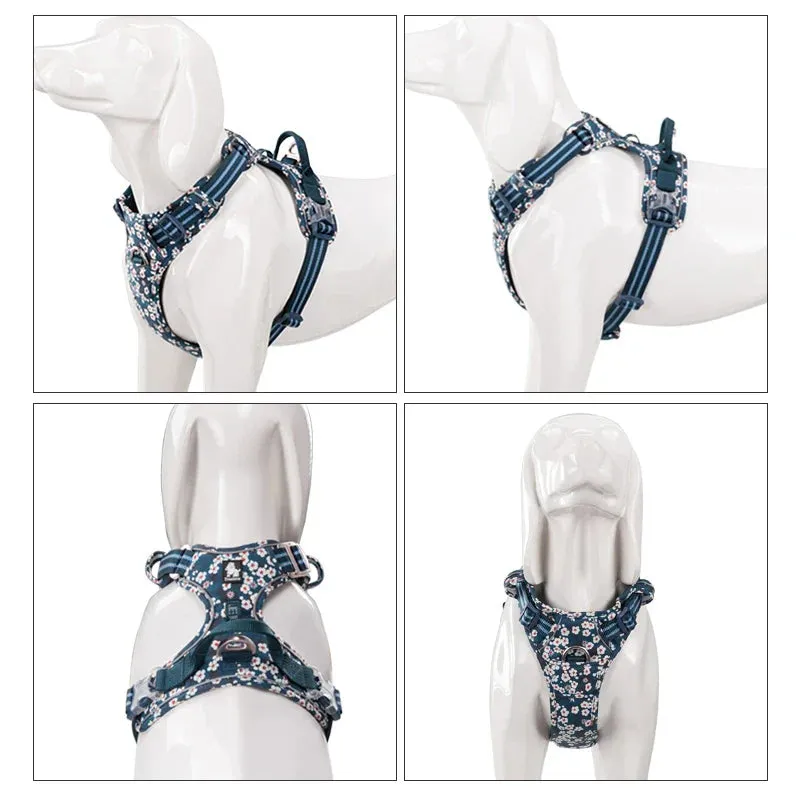 Truelove No-Pull Floral Pet Harness for Cats and Dogs - Breathable, Reflective, and Soft