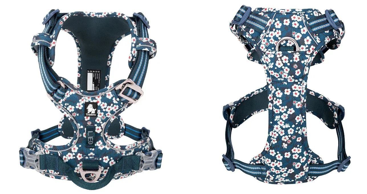 Truelove No-Pull Floral Pet Harness for Cats and Dogs - Breathable, Reflective, and Soft