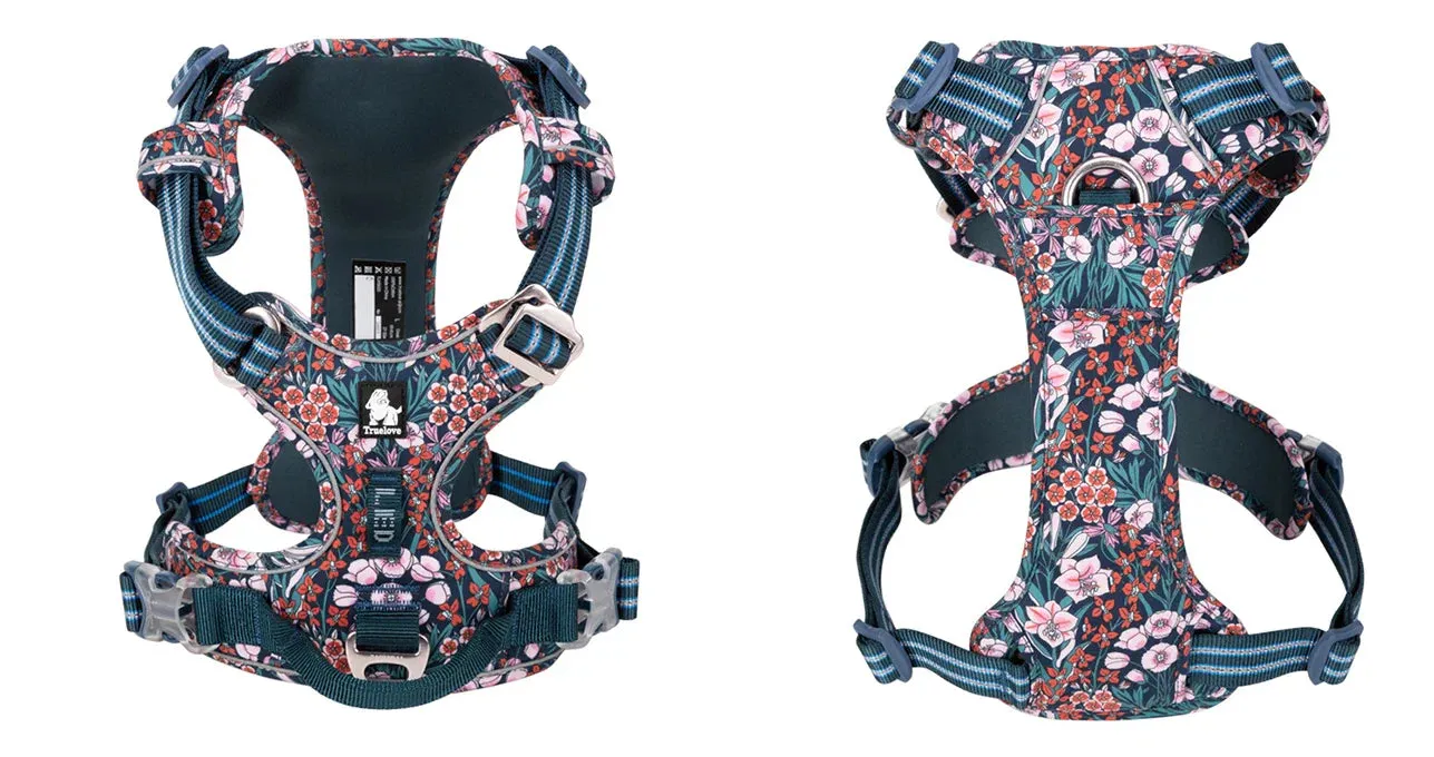 Truelove No-Pull Floral Pet Harness for Cats and Dogs - Breathable, Reflective, and Soft