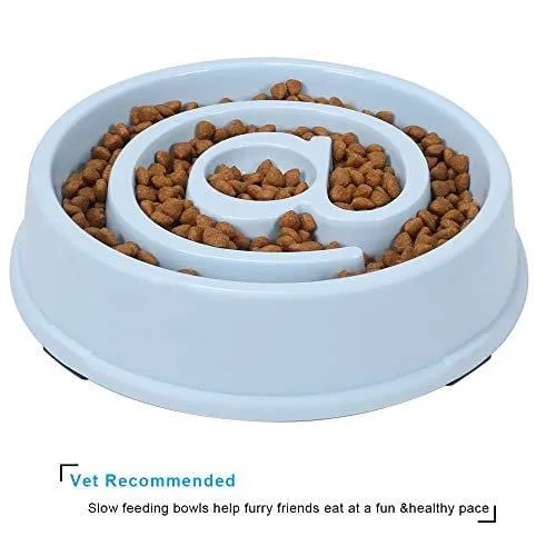 UPSKY Dog Bowl Slow Feeder Anti-Choking Pet Bowl Fun Healthy Bloat Stop Feeder Small Dog Bowl with Bright Macaroon