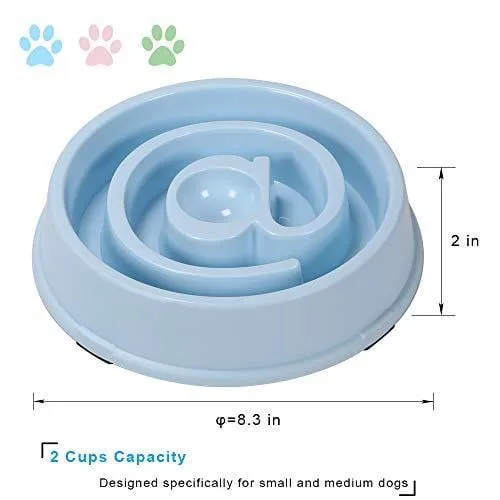 UPSKY Dog Bowl Slow Feeder Anti-Choking Pet Bowl Fun Healthy Bloat Stop Feeder Small Dog Bowl with Bright Macaroon