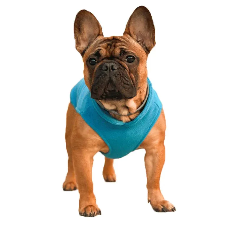 Warm Fleece Vest for Small Dogs and Cats with D-Ring Attachment