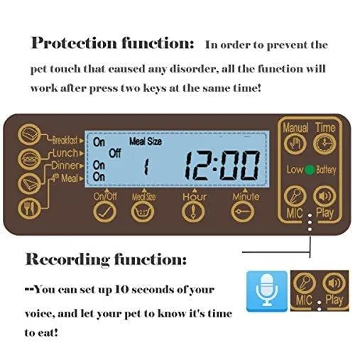 WESTLINK 6L Automatic Pet Feeder Food Dispenser for Cat Dog with Voice Recorder and Timer Programmable