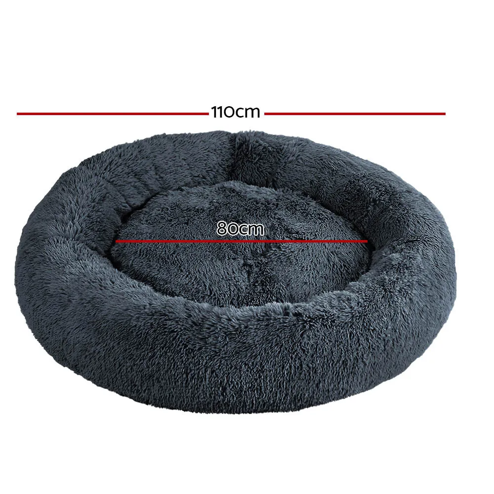 XLarge Dog Beds Pet 110cm Calming Soft Plush - Dark Grey