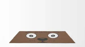Yoosh Pet Food Floor Mat - Brown Dog Face - Brown & Black - Personalized Name